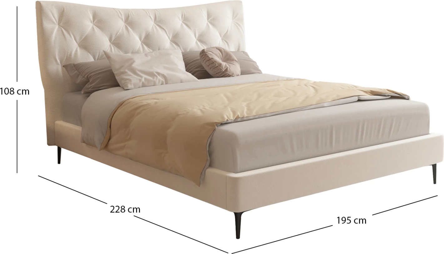 Krevat dopio JILL, stof bezhë, FH737.03, për dyshek 160x200cm