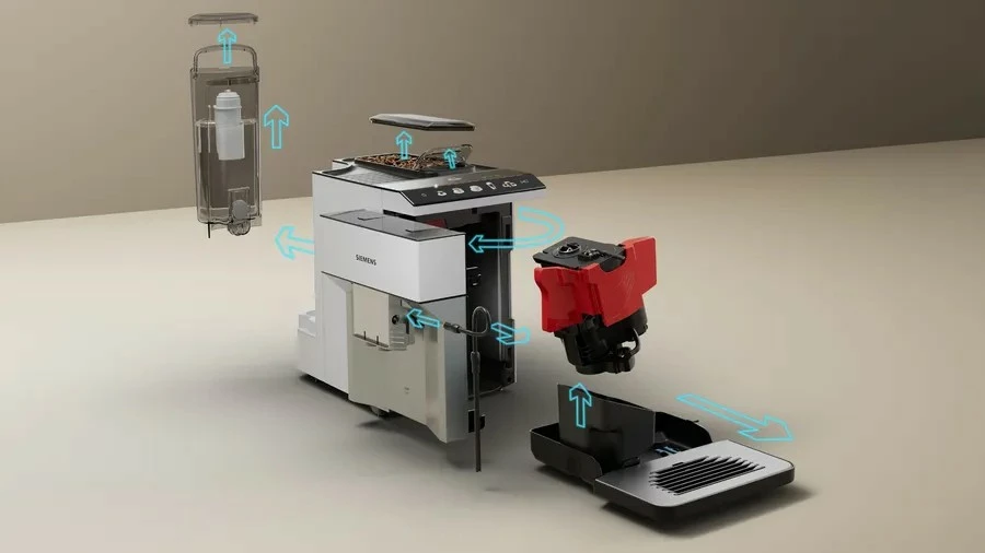 Aparat espresso automatik Siemens EQ500 TP515R02, 1500W, 15 bar, depo kokrrash 270g, rezervuar uji 1.9L, argjend/bardhë