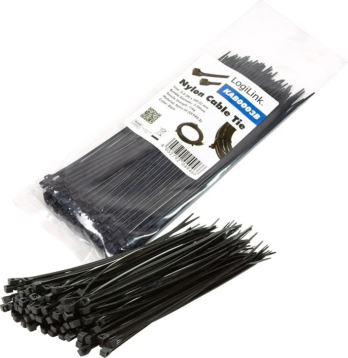 Set i lidhësve të kabllave LogiLink, 0.2 m, ngjyrë e zezë