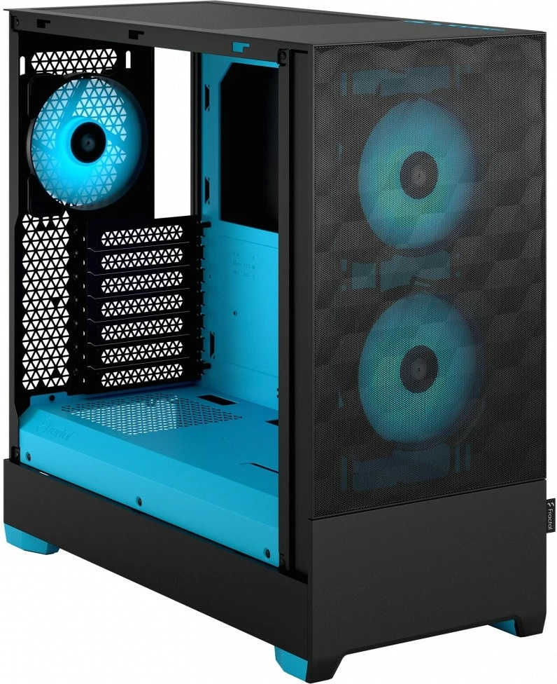 Kasë Fractal Design Pop Air TG Clear Tint RGB Cyan Core, Midi Tower, ATX, Micro ATX, Mini ITX, e zezë/cyan