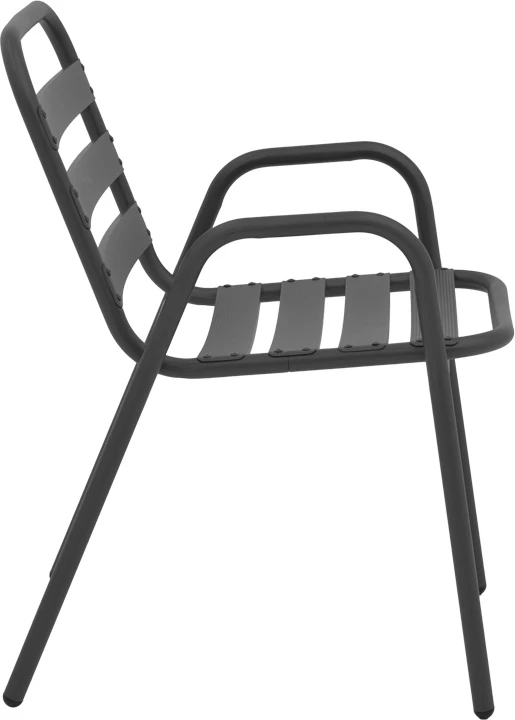 Tavolinë me karrige Ensure-Sussie, metal-xham, ngjyrë gri e errët, 140x80x70cm, 5 copë