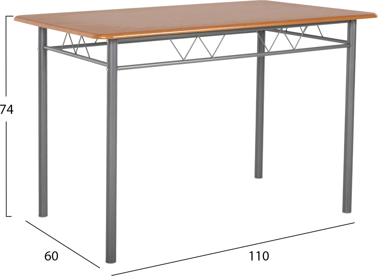 Tavolinë me karrige 5 copë PEARY FH9416.12 metalike argjendi-MDF ngjyrë sonama 110x60x74Hcm