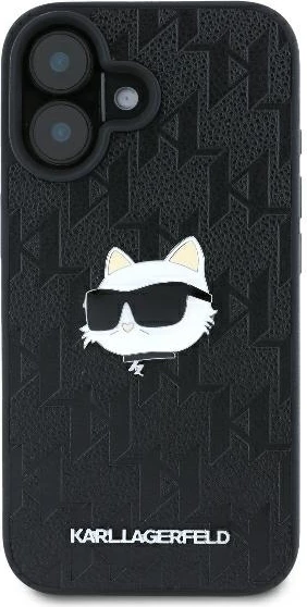 Mbështjellës Karl Lagerfeld Monogram Choupette Head Pin për iPhone 16, i zi