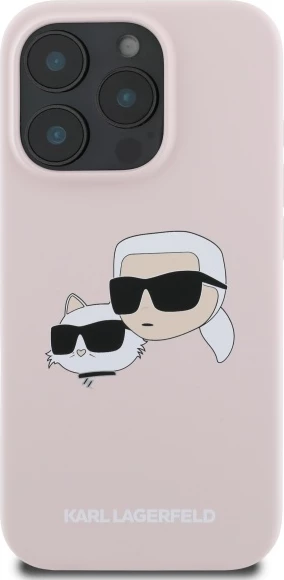 Mbështjellës Karl Lagerfeld Silicone Case Heads Print MagSafe për iPhone 16 Pro, Rozë