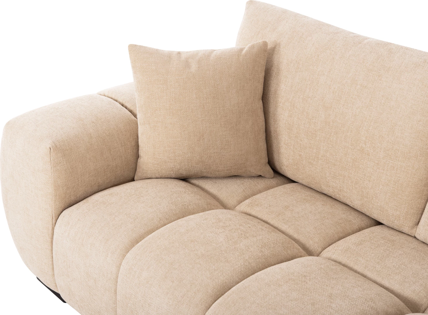 Këndore e djathtë COVEN FH3266.01R, pëlhurë ecru, 298x102-208x85H cm