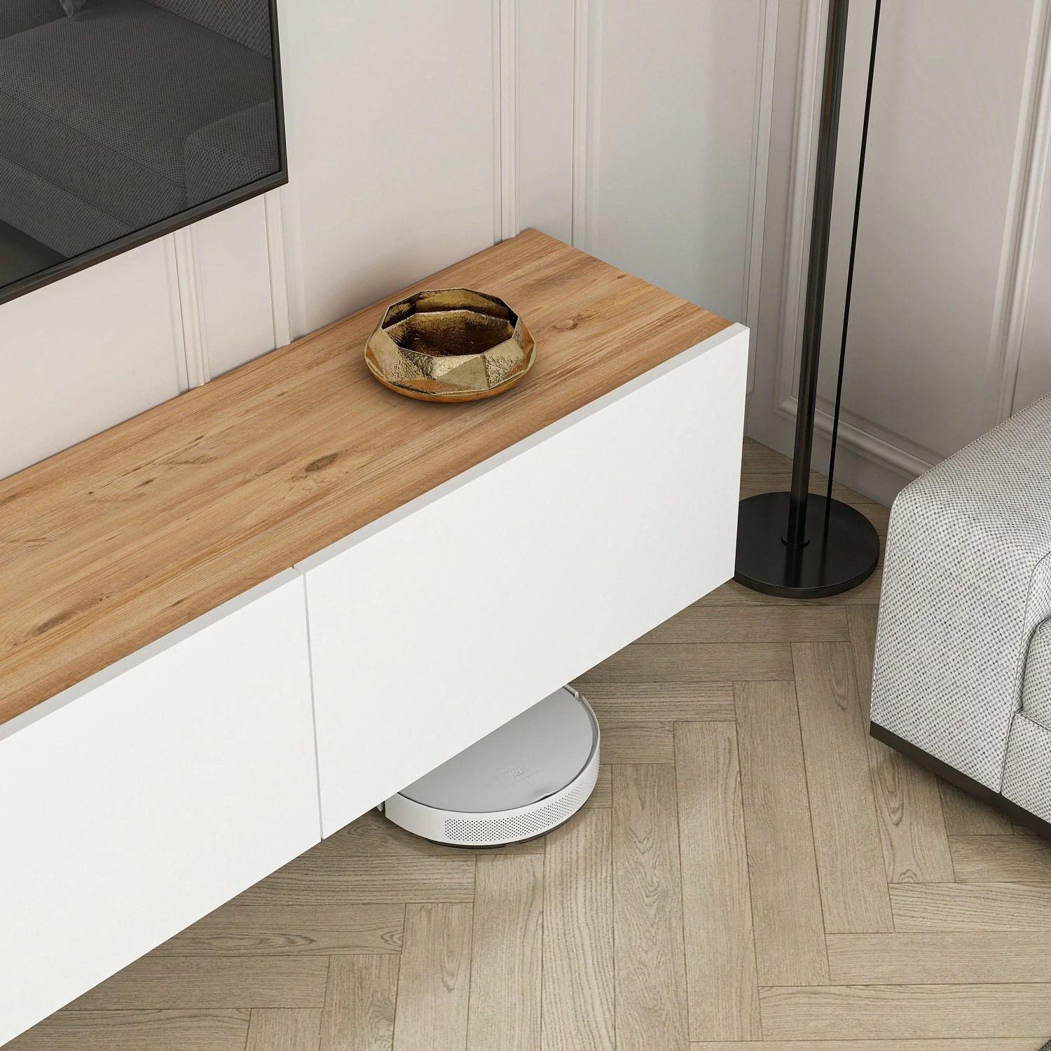 Komodë TV Skye Decor, e bardhë, pishë Atlantic