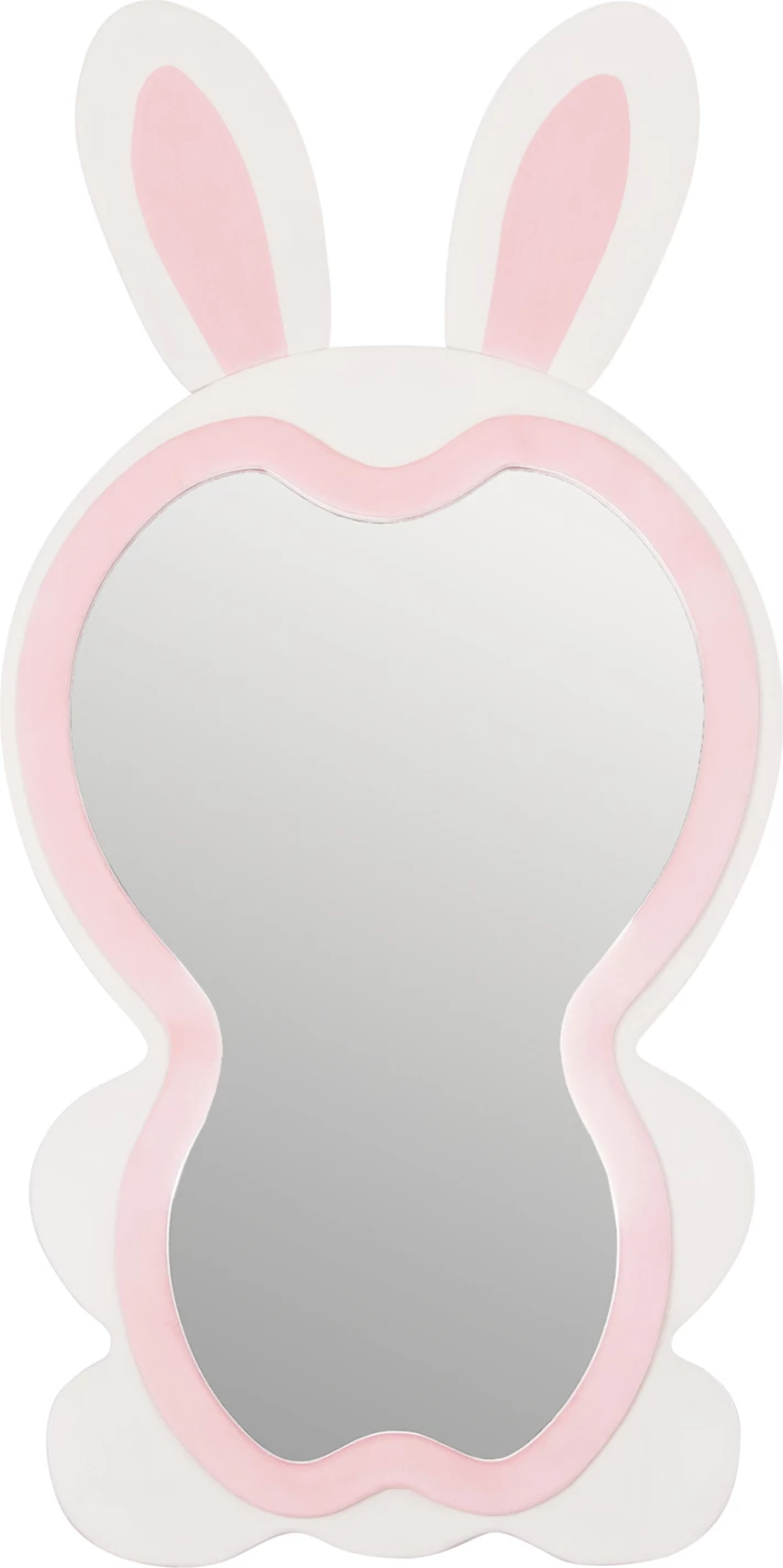 Pasqyrë për fëmijë në formë lepuri, MDF, ngjyrë rozë dhe bardhë, FH4489.01, 80x162 cm.