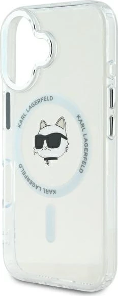 Mbështjellës Karl Lagerfeld IML Metal Choupette Head MagSafe për iPhone 16, Bardhë
