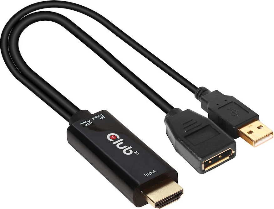 Adapter HDMI në DisplayPort Club3D, 4K 60Hz, 0.25m, i zi