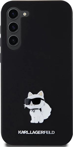 Mbështjellës Karl Lagerfeld Silicone Choupette Metal Pin për Samsung Galaxy S23+, i zi