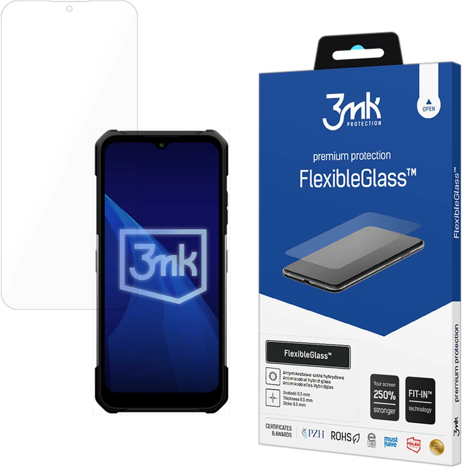 Mbrojtës ekrani 3mk FlexibleGlass për MyPhone Hammer Construction 2 5G, Transparent