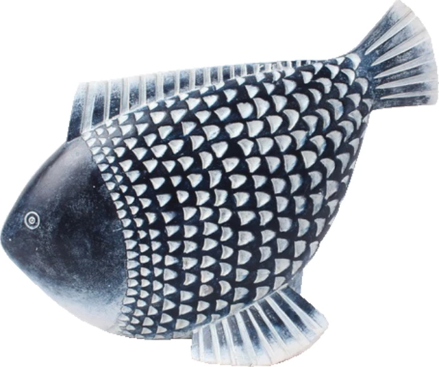 Dekor peshk CHROMIS, polirezine, blu-bardhë, 23x8x18 cm