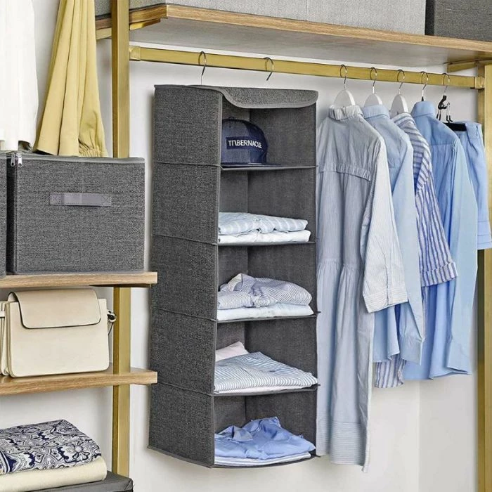 Organizator garderobe me varje SONGMICS RYCH06G 5 ndarje 30×30×90 cm, gri