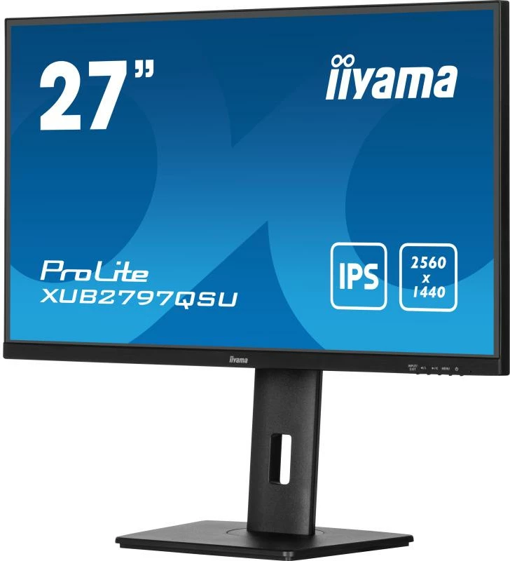 Monitor iiyama ProLite XUB2797QSU-B2 27" QHD 2560x1440 IPS 100Hz AdaptiveSync altoparlantë USB 3.2 HDMI DisplayPort qëndrim i rregullueshëm e zezë