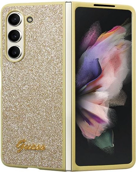 Mbështjellës Guess Glitter Script për Samsung Galaxy Z Fold 5, ari