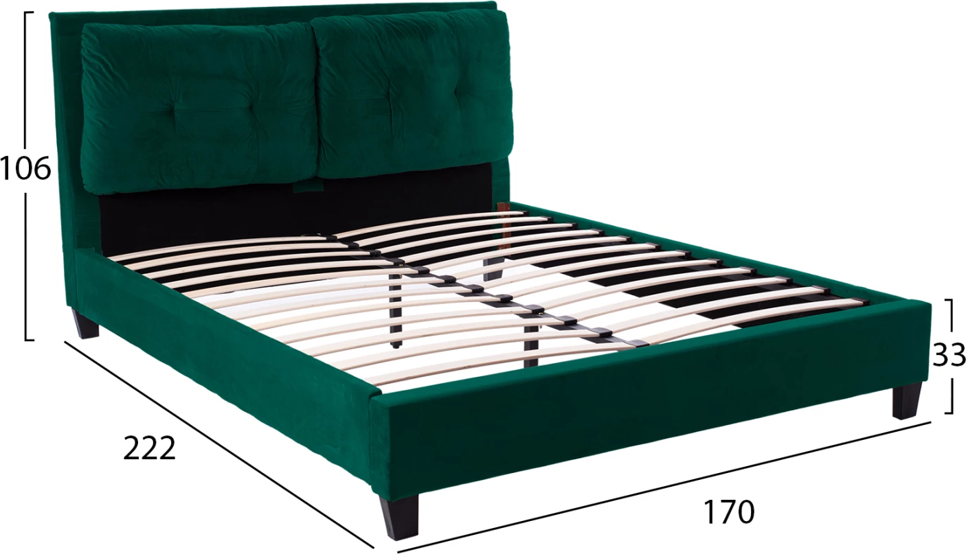 Krevat BILLIE në kadife ngjyrë selvi FH551.13 160x200