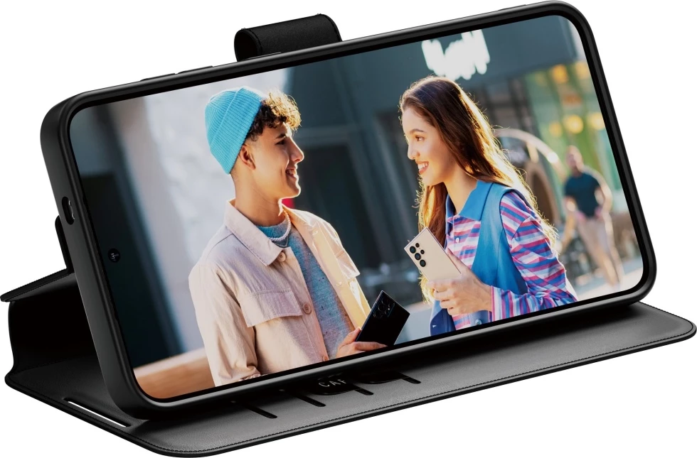 Mbështjellës PanzerGlass CARE me portofol dhe kickstand për Samsung Galaxy S25+, i zi