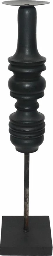 Mbajtëse qiriri HIPPO, dru dhe metal i zi, 10x10x47 cm