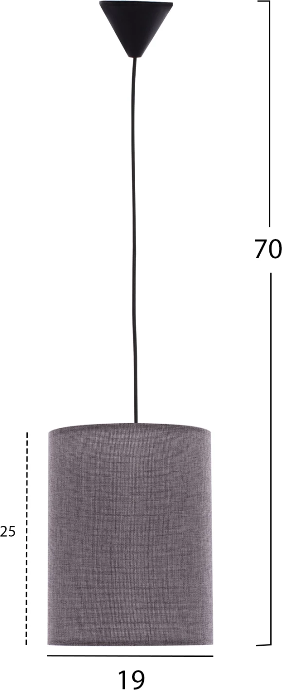 Llambë varëse për tavan, hije cilindrike gri, FH7623.03, D19x70 cm