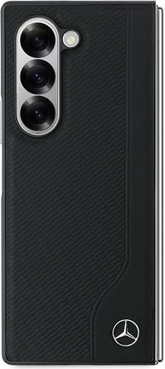 Mbështjellës Mercedes Leather Wood Imitation MagSafe për Samsung Galaxy Z Fold 6, i zi