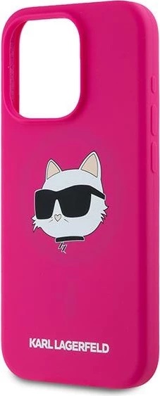 Mbështjellës Karl Lagerfeld Silicone Choupette Head MagSafe për iPhone 15 Pro, Rozë
