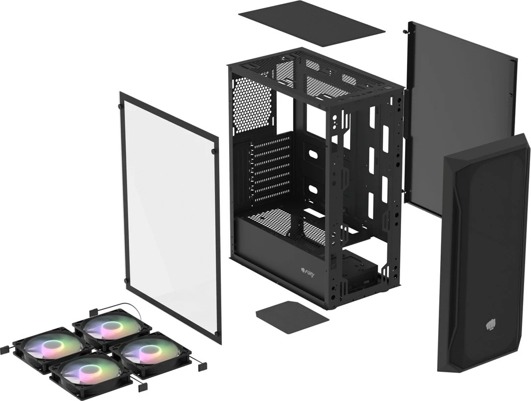 Kasë FURY Shobo SH4F RGB Midi Tower, E zezë