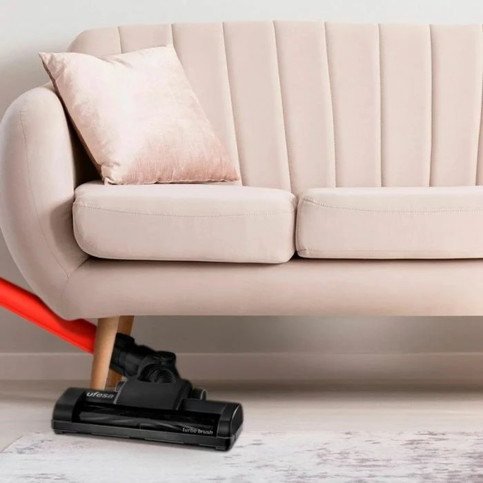 Fshesë me korrent vertikale UFESA Kalahari 2-në-1 (stick & handheld), filtër efikas, enë pluhuri e heqshme, kuqe/zezë