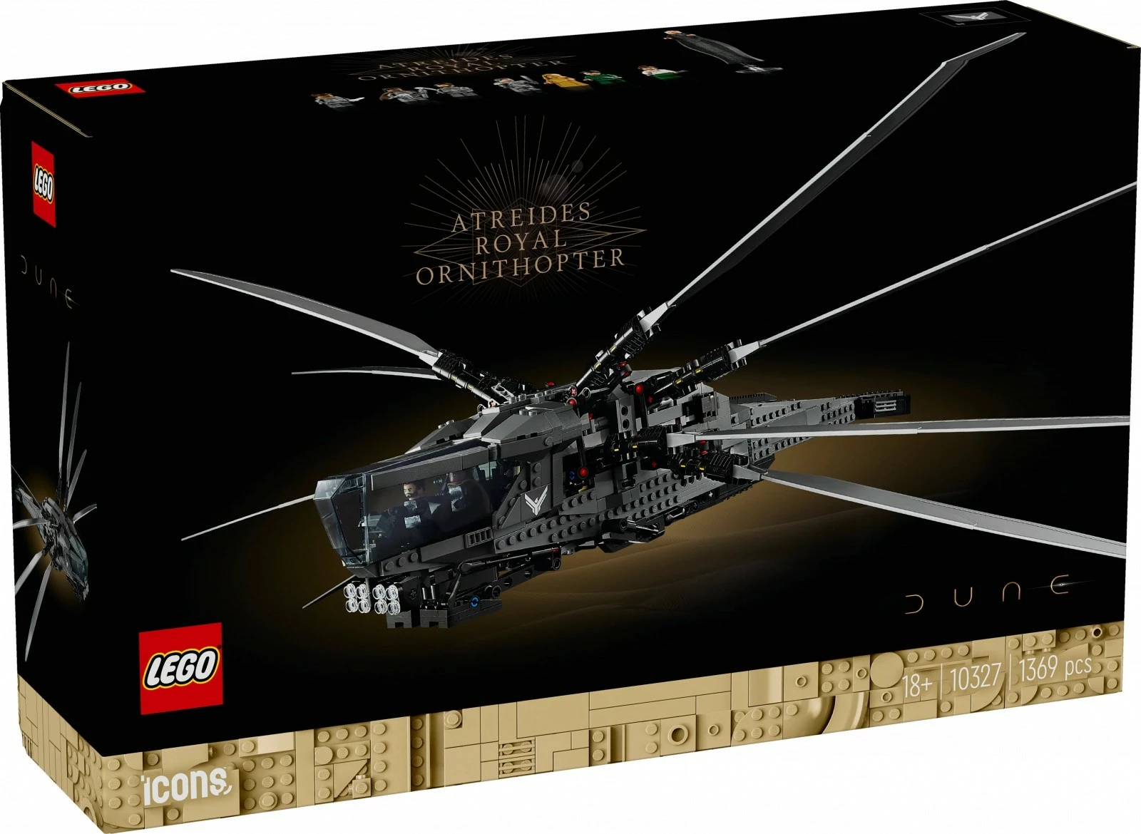Set LEGO Icons Dune Atreides Royal Ornithopter 10327, 1369 pjesë, me minifigura