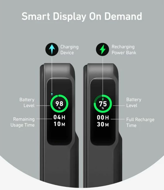 Power bank ANKER MagGo 633 (A1654G11) 10000mAh, Qi2 15W wireless, USB-C, me ekran, me mbajtëse, e zezë, set me kabllo USB-C në USB-C 0.6m