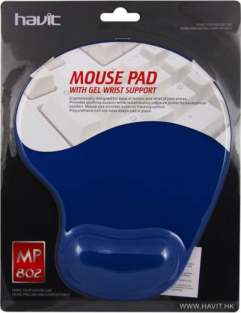 Mauspad HAVIT MP802 me GEL dhe mbështetje për kyç, 190×170 mm, blu