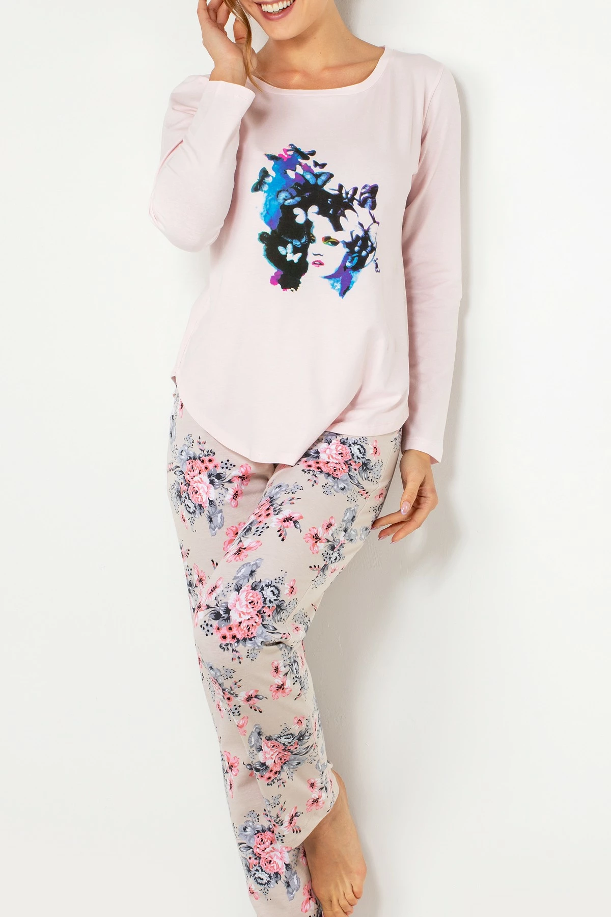 Set pizhamash për gra, ngjyrë trëndafili, Jumeon, 002-000257