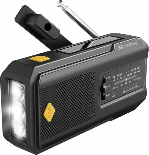 Radio survival SANDBERG Survivor Radio All-in-1 2000 (421-04) powerbank 2000 mAh, AM/FM, solar, dinamo, dritë LED, e zezë