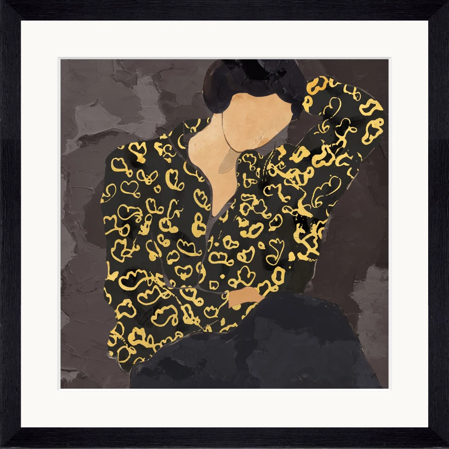 Pikturë dekorative Lady in Portrait, xham, dru, shumëngjyrëshe, 43x43x4cm