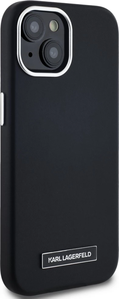 Mbështjellës Karl Lagerfeld FW Metal Plate MagSafe për iPhone 15, i zi