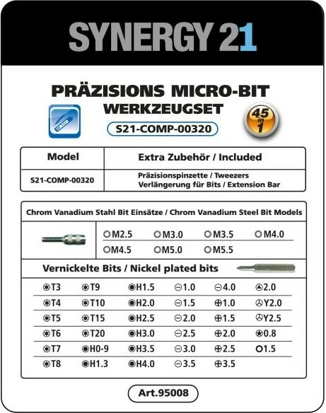 Set veglash Synergy21 S21-COMP-00320, 45 copa, kaçavidë elektrike mini, e verdhë