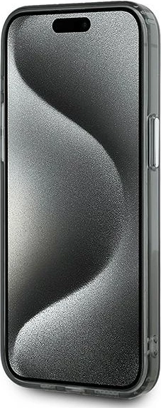 Mbështjellës Karl Lagerfeld IML Monogram Karl & Choupette Head MagSafe për iPhone 15 Pro, Zi