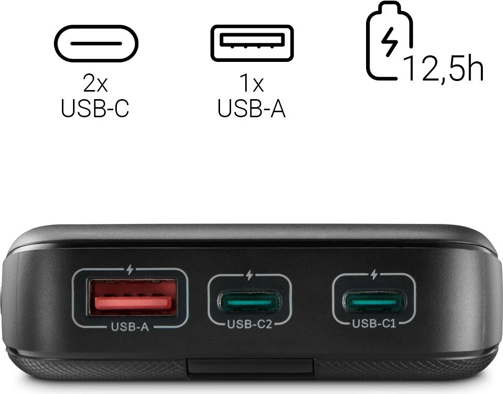 Power bank Hama PD 20000 mAh, 3 porta, Anthracite