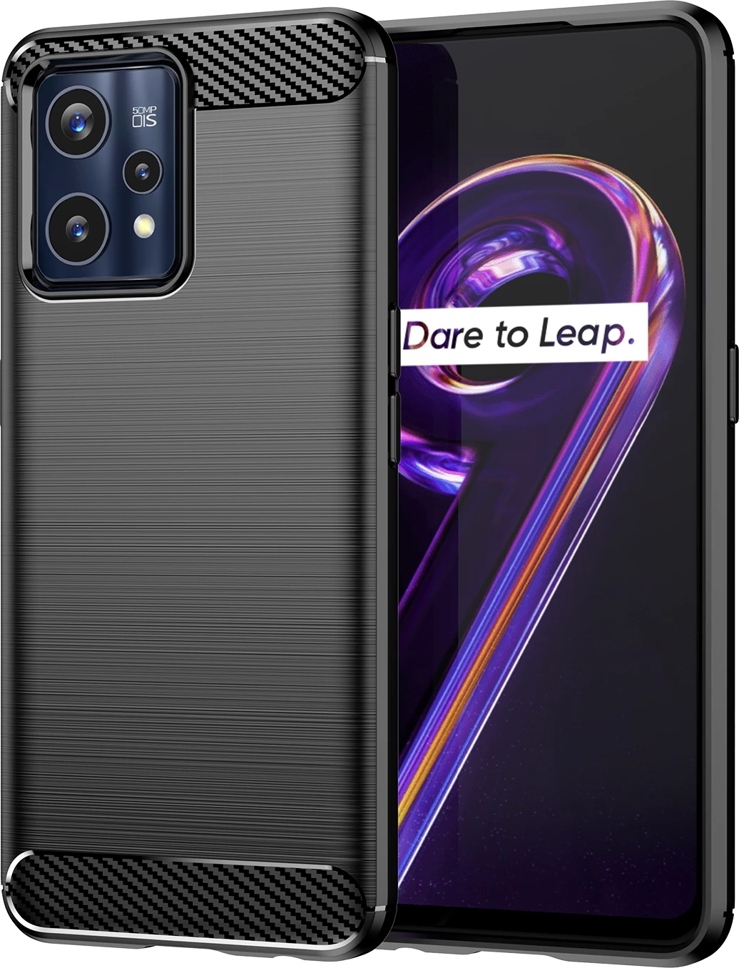 Mbështjellës Hurtel Carbon Case për Realme 9 Pro+, i zi