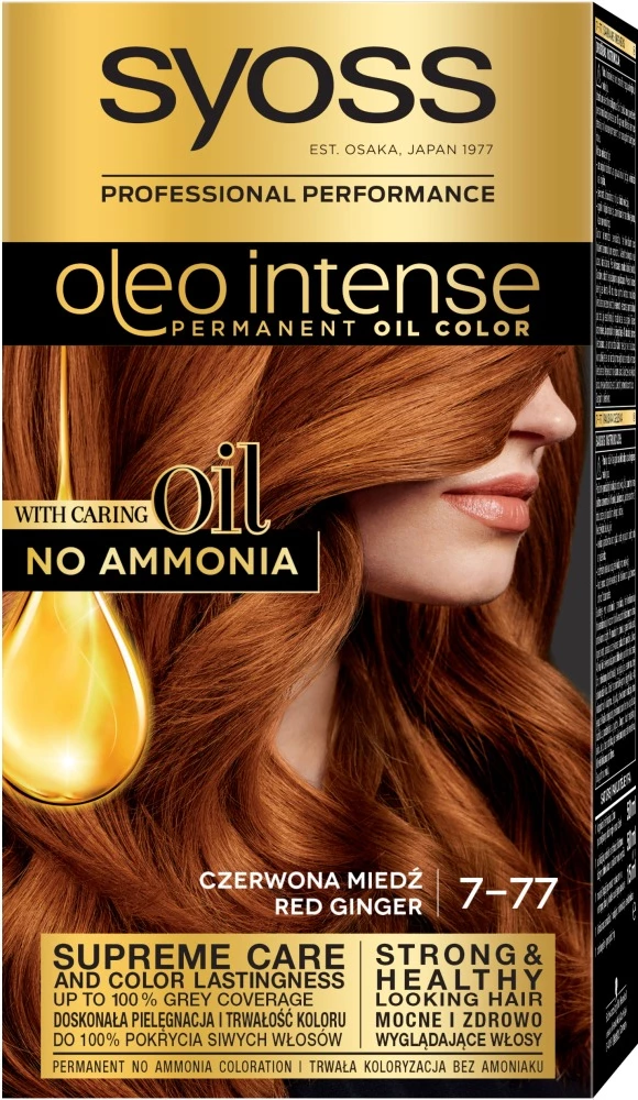 Ngjyrë për flokë Syoss Oleo Intense 7-77 për femra, bakër i kuq, 1 copë