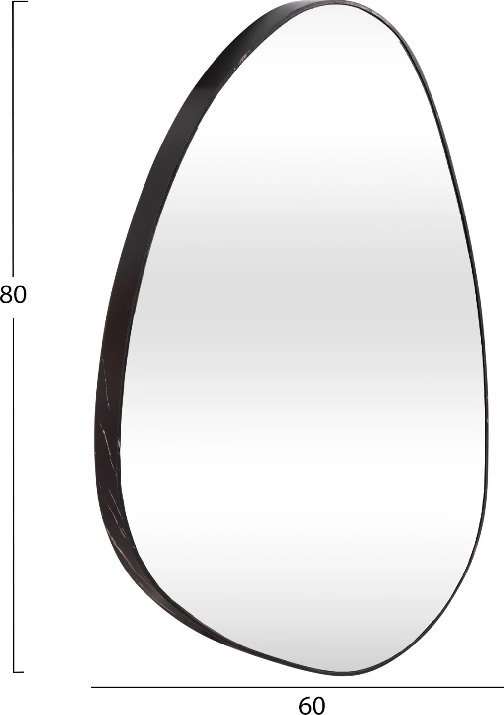 Pasqyrë muri e parregullt, ngjyrë mermeri të zi, FH4487.01, 60x80 cm.