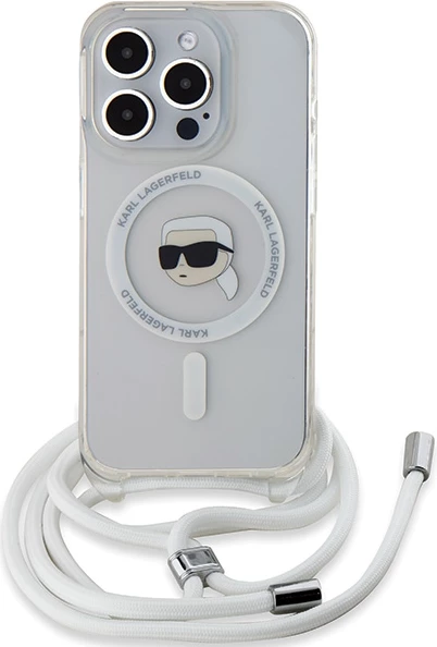 Mbështjellës Karl Lagerfeld Crossbody IML Karl Head MagSafe për iPhone 15 Pro Max, Transparent