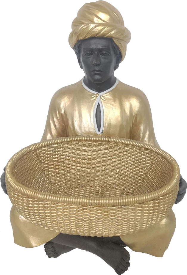 Figurë dekorative VEDAS, polirezine, ar e zi, 19x18x27cm