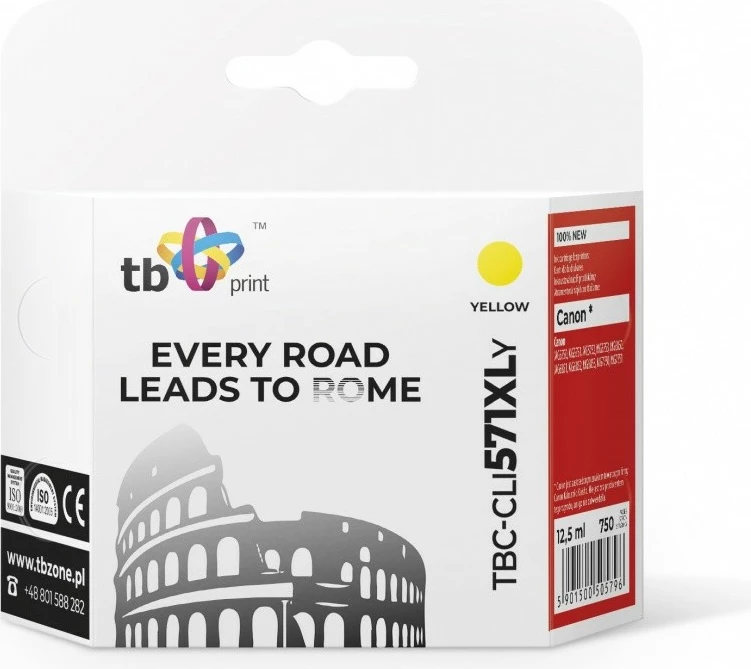 Toner TB Print TBC-CLI571XLY, për Canon, Yellow, 12.5ml