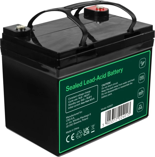 Bateri AGM VRLA, Green Cell, AGM12V33AH-J, 12V 33Ah, IP54, e zezë