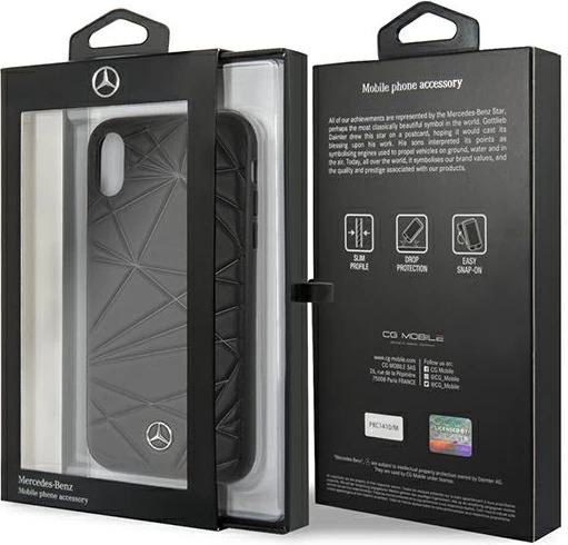 Mbështjellës Mercedes Twister për iPhone XR, lëkurë, i zi