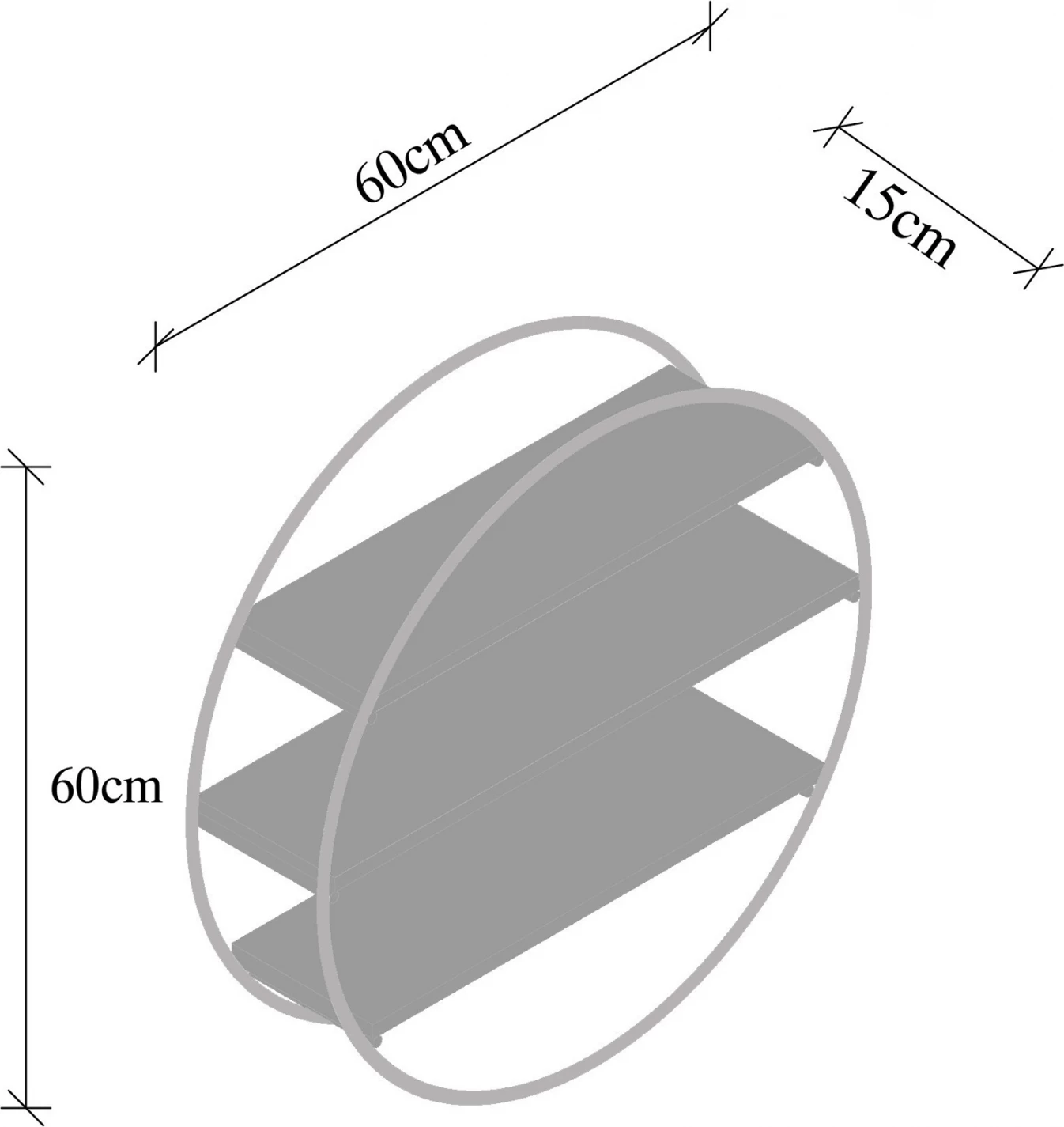 Raft muri prej druri bredhi të fortë, kornizë metali e zezë, FH9114.01, 60x15x60 cm