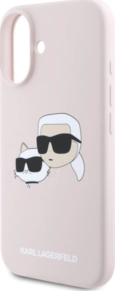 Mbështjellës Karl Lagerfeld Silicone Case Heads Print MagSafe për iPhone 16, Rozë