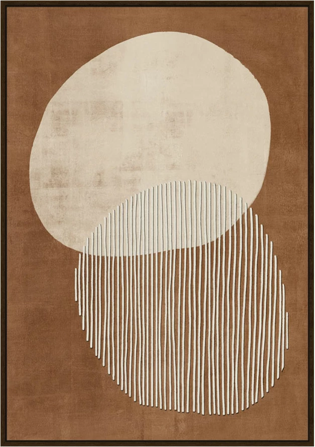 Pikturë dekorative convex, kanavacë, MDF, terrakotë, bezhë, kafe, 60x90x4cm