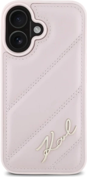 Mbështjellës Karl Lagerfeld Quilted Signature për iPhone 16, Rozë