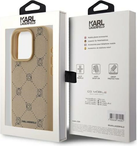 Mbështjellës Karl Lagerfeld Magsafe Karl Head për iPhone 15 Pro, Bezhe